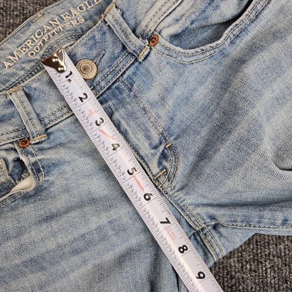 American Eagle Kick Boot Jeans Women's 8 SHORT Stretch Light Wash Low Rise Blue - Picture 4 of 10